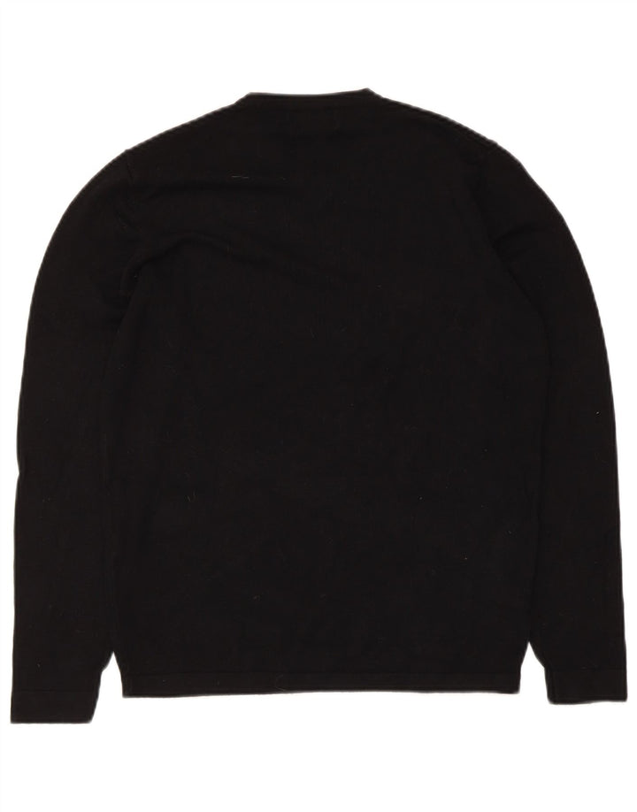 Zara Mens V-Neck Jumper Sweater Small Black Viscose