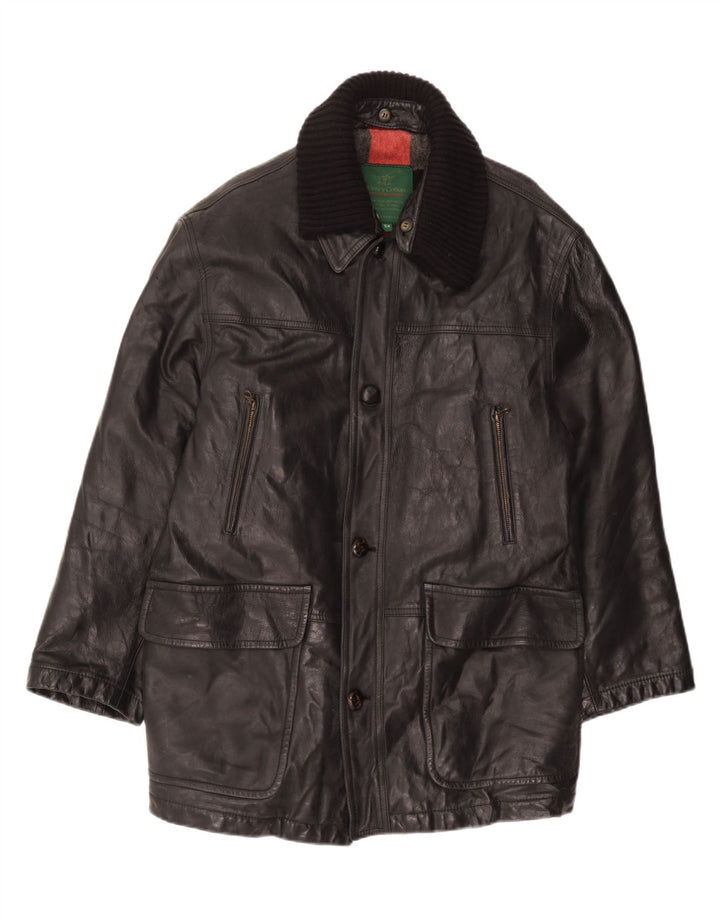 HENRY COTTONS Palton din piele pentru bărbați IT 54 2XL Negru