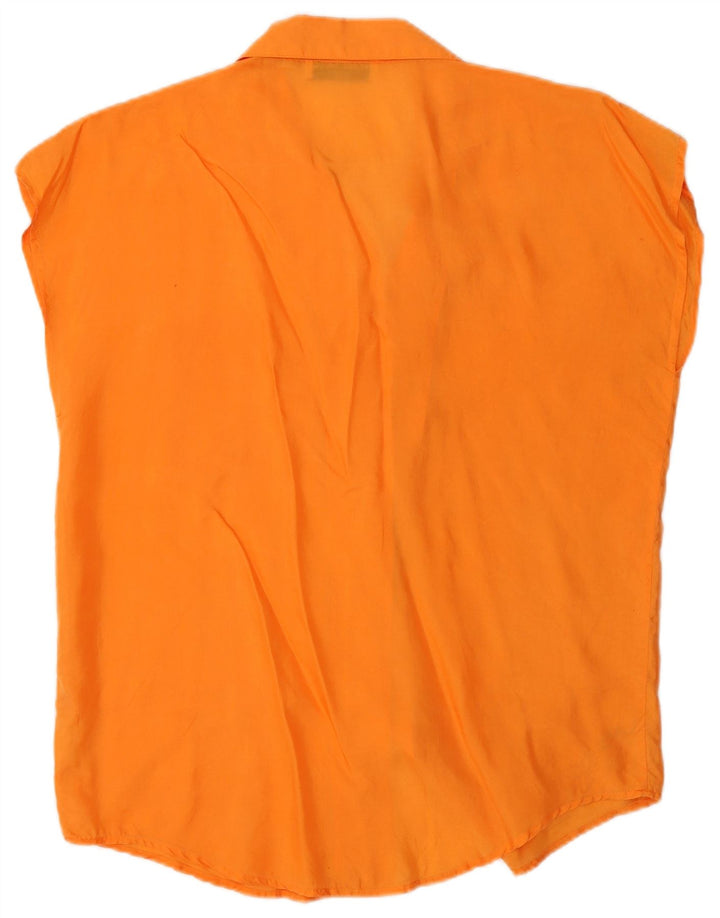 Vintage Womens Sleeveless Shirt Blouse UK 14 Medium Orange