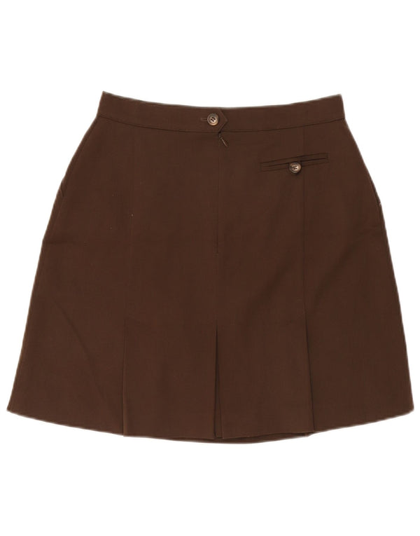 Gonna a trapezio a vita alta da donna New Penny UK 14 Large W29 Poliestere marrone