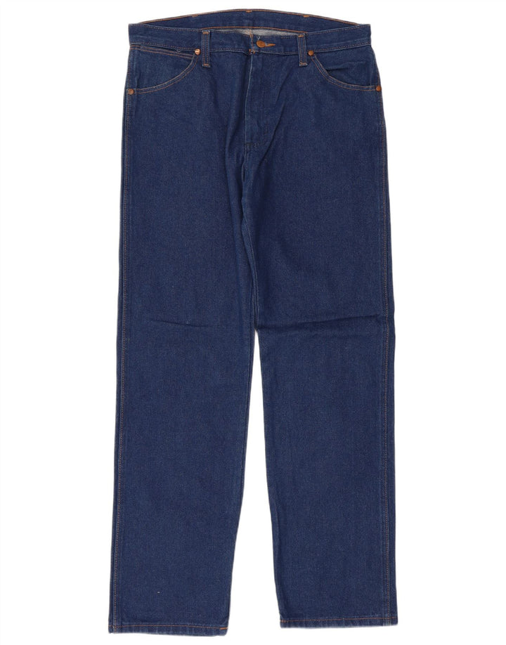 Jeans dritti regolari da uomo Wrangler W33 L32 cotone blu