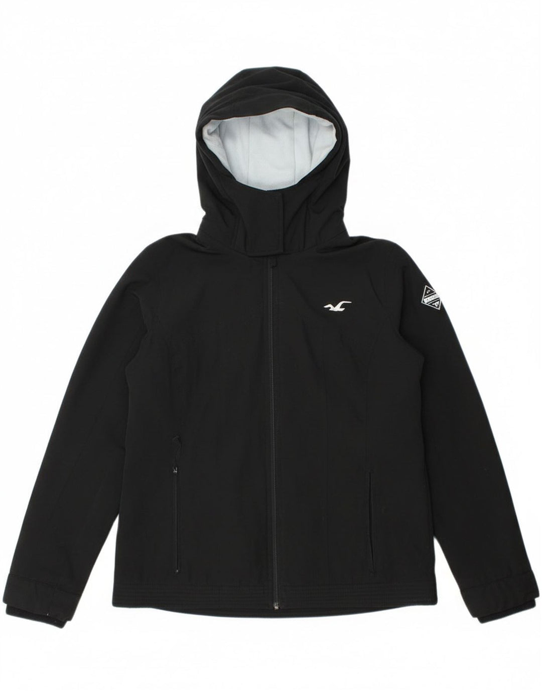 Hollister Womens Hooded Windbreaker Jacket UK 14 Medium Black Polyester