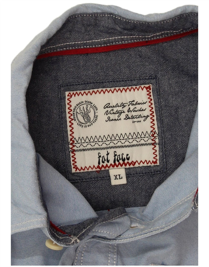 Fat Face Herrenhemd XL, blaue Baumwolle