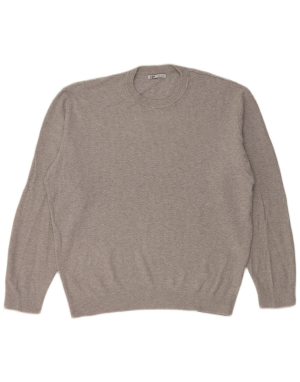 Zara Mens Crew Neck Jumper Sweater Large Grey