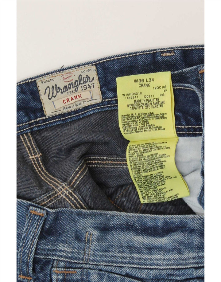 Wrangler Mens Crank Straight Jeans W36 L34 Blue Cotton