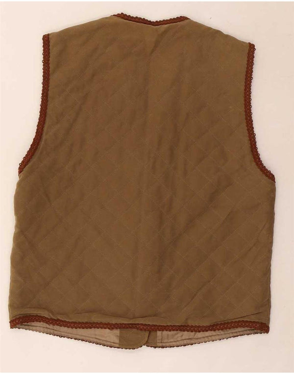 Colete acolchoado gráfico feminino vintage IT 44 algodão marrom médio