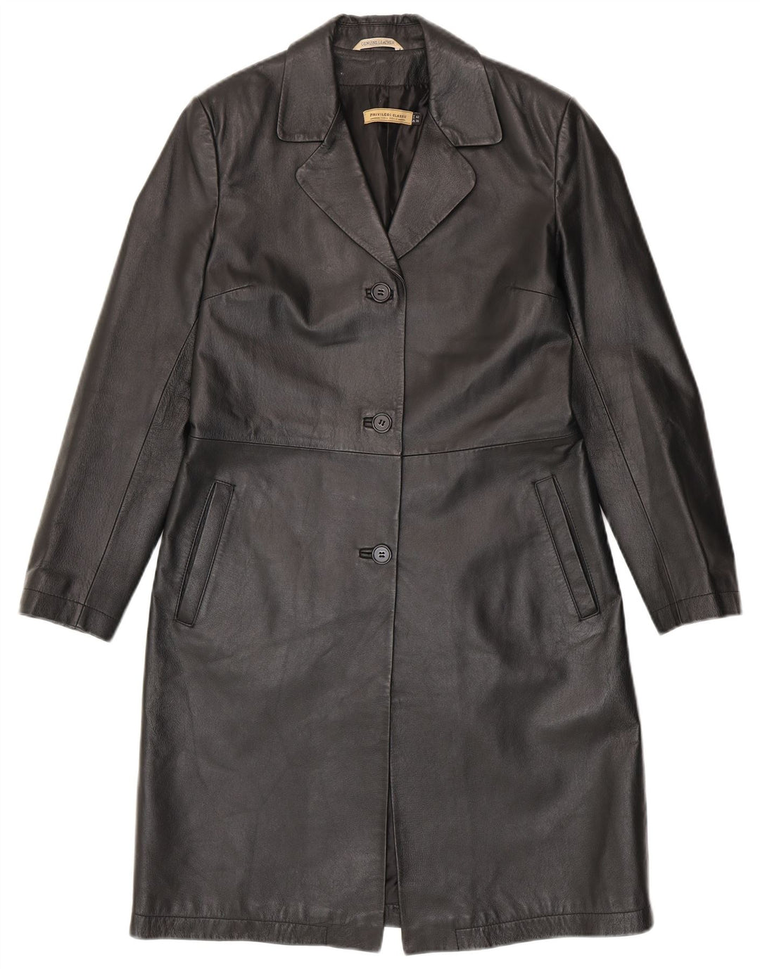 Privilegi Manteau en Cuir Femme IT 42 Cuir Noir Moyen