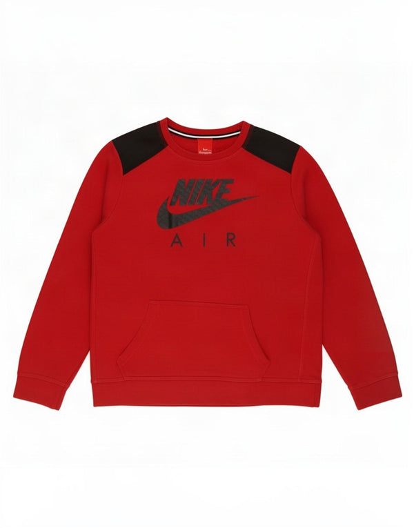 Nike Boys Grafisk Sweatshirt Jumper 13-14 år XL Rød Colourblock Bomuld