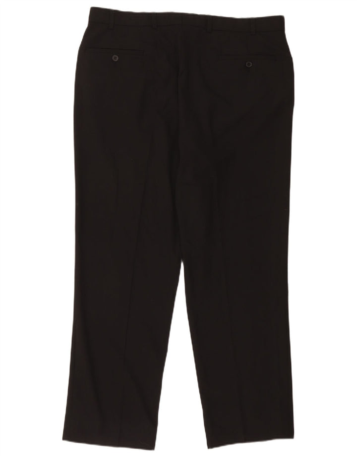 Marks & Spencer Mens Straight Casual Trousers W36 L29 Black Polyester