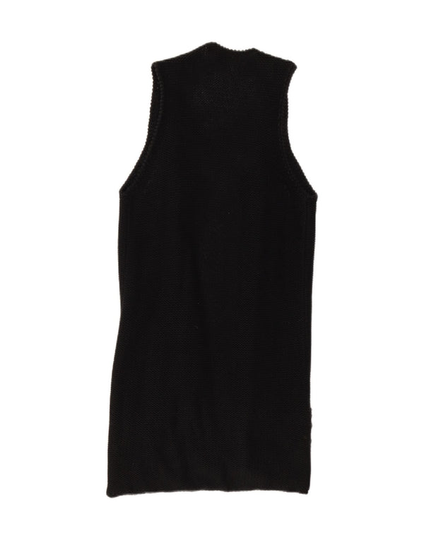 MONSOON Womens Longline Open Cardigan Sweater UK 8 Small Black Cotton