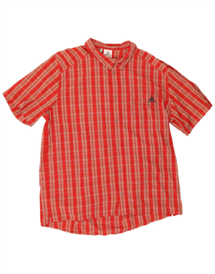 Adidas Mens Climalite Short Sleeve Shirt 2XL Red Check Polyamide