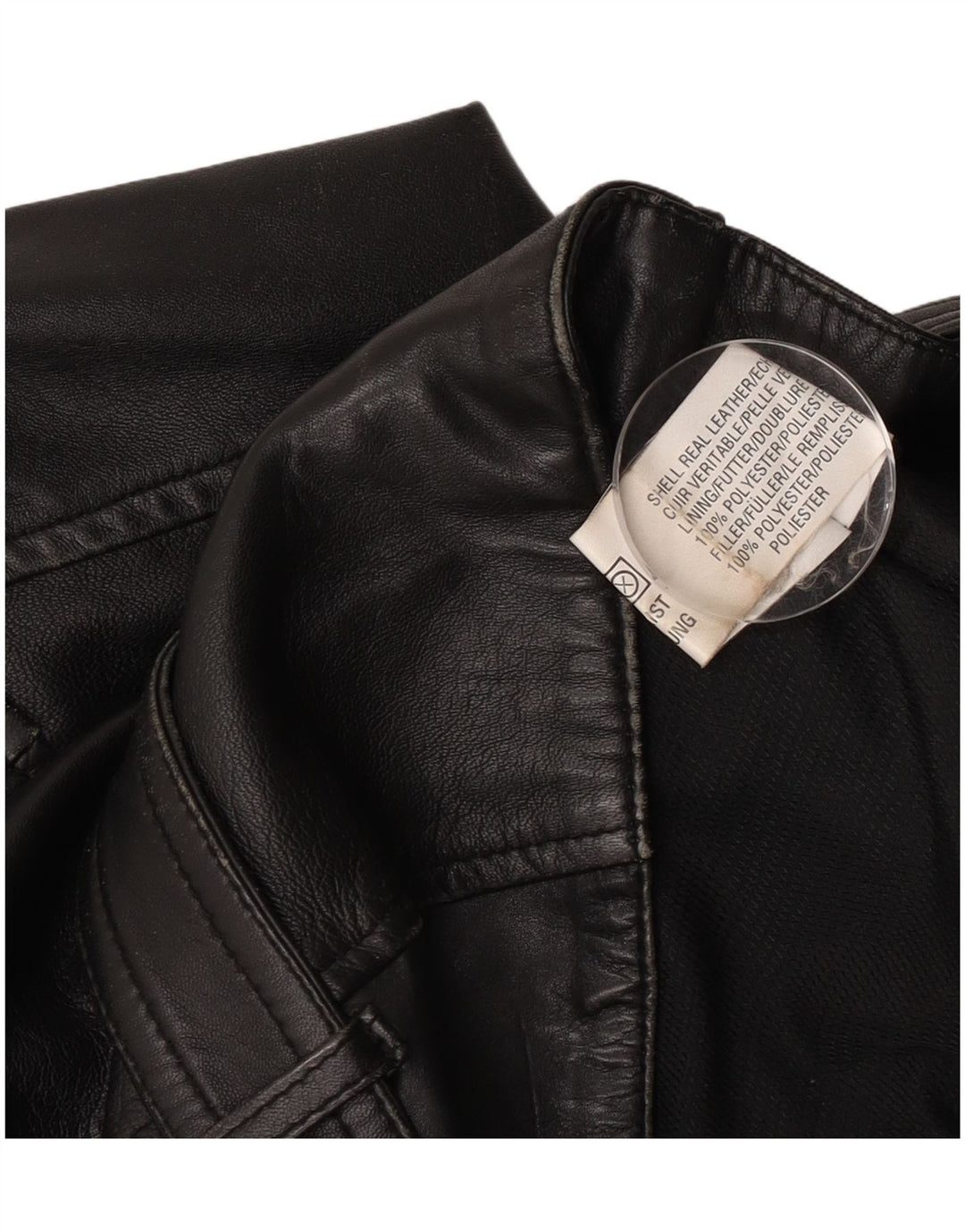 veste biker en cuir femme vintage UK 14 Grand cuir noir