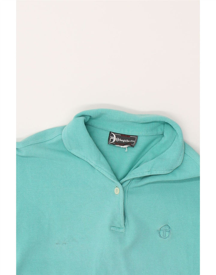 SERGIO TACCHINI Womens Polo Shirt UK 12 Medium Turquoise Cotton Vintage Sergio Tacchini and Second-Hand Sergio Tacchini from Messina Hembry 