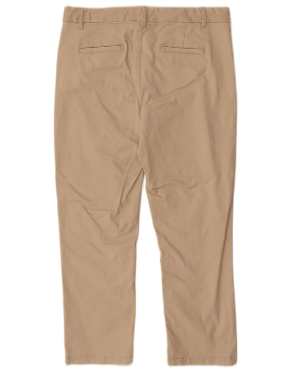 Fat Face Womens Cropped Trousers UK 12 Medium W32 L24 Beige Cotton
