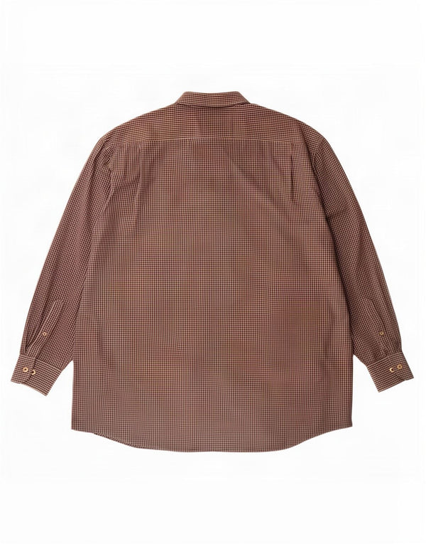 Izod Mens Shirt 3XL Brown Gingham Cotton
