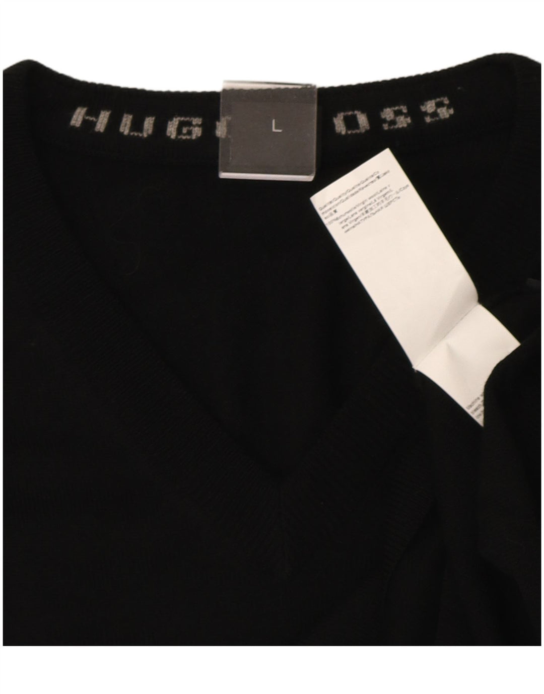 Hugo Boss Maglione da uomo con scollo a V grande lana nera