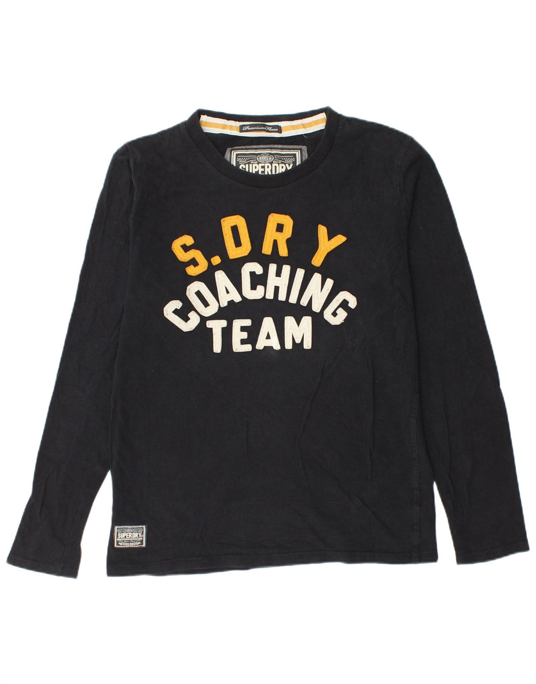 SUPERDRY Top grafico da uomo a maniche lunghe in cotone nero grande