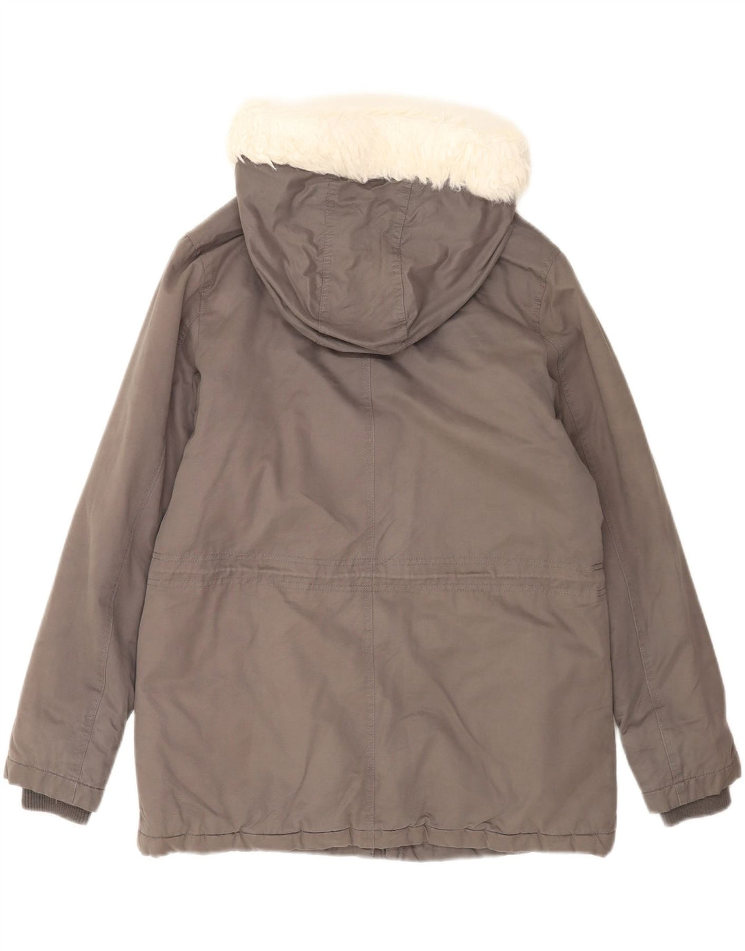 Oasis Dame Hooded Parka Jacket UK 14 Medium Grey Polyester