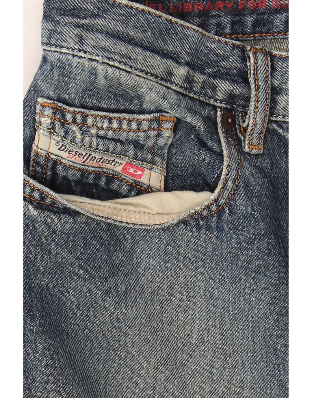 Diesel Mens Straight Jeans W32 L30 Blue Cotton
