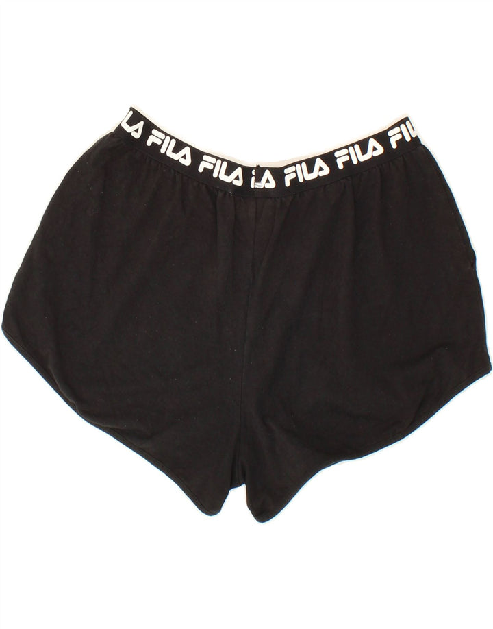 FILA Womens Graphic Sport Shorts UK 14 Medium Black Vintage Fila and Second-Hand Fila from Messina Hembry 