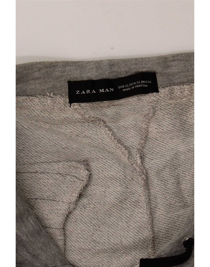 Zara Mens Tracksuit Trousers Joggers XL Grey Cotton