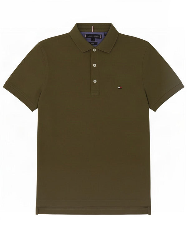 Tommy Hilfiger Mens Slim Fit Polo Shirt Medium Khaki Cotton