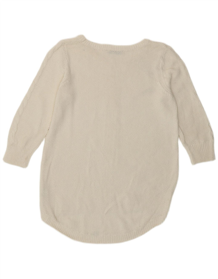 Oasis Womens Boat Neck Jumper Sweater UK 14 Medium White Cotton