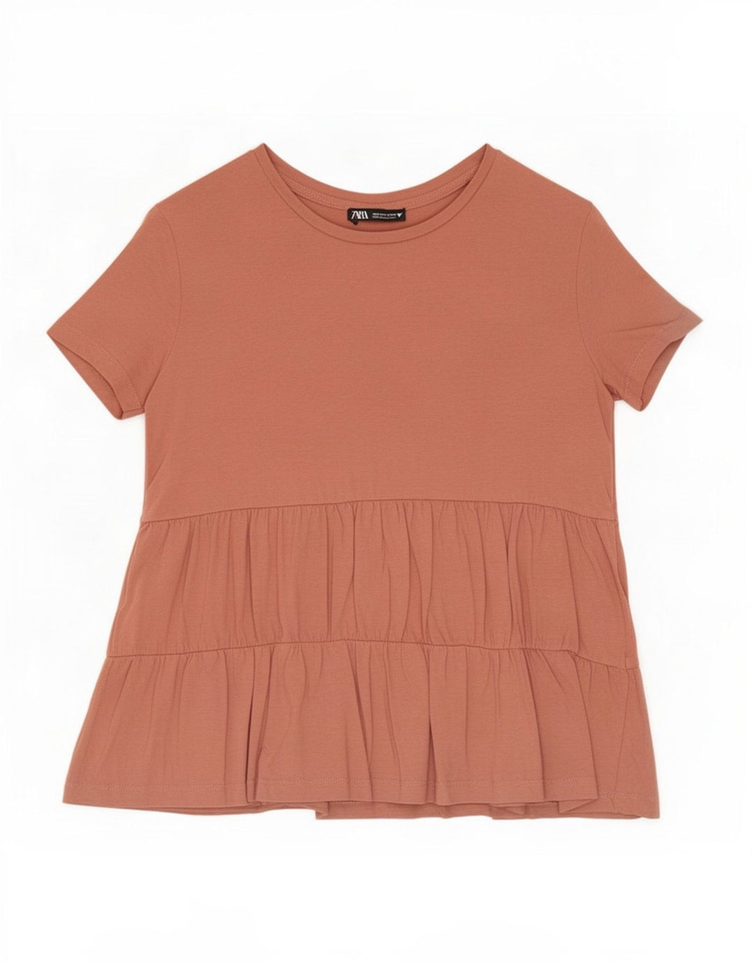 Zara Chemisier à manches courtes pour femme UK 10 Petit Marron