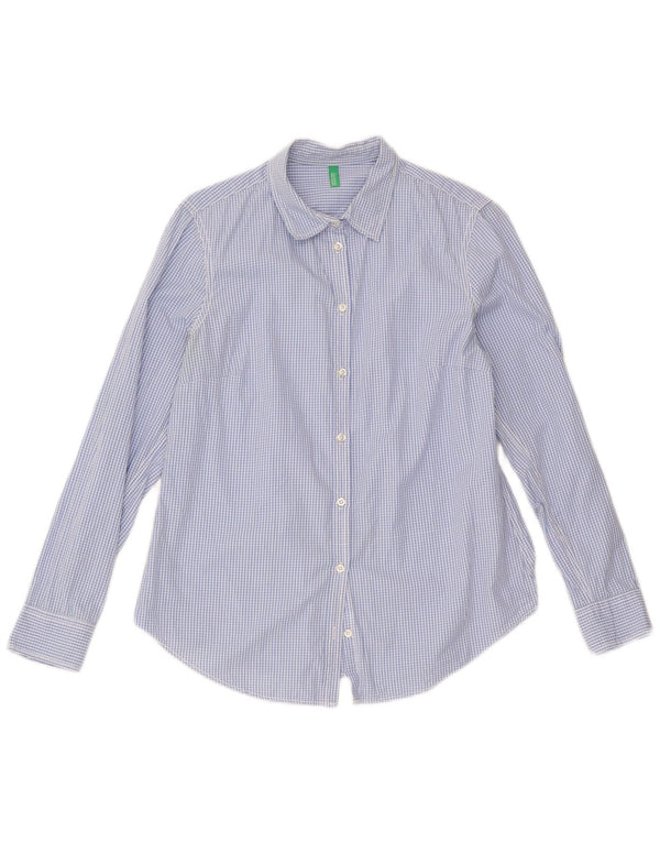 Benetton Damenhemd UK 12 Mittelblauer Gingham