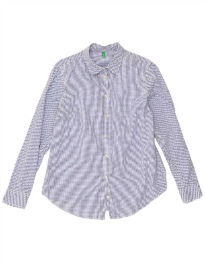 Benetton Chemise Femme UK 12 Medium Blue Gingham
