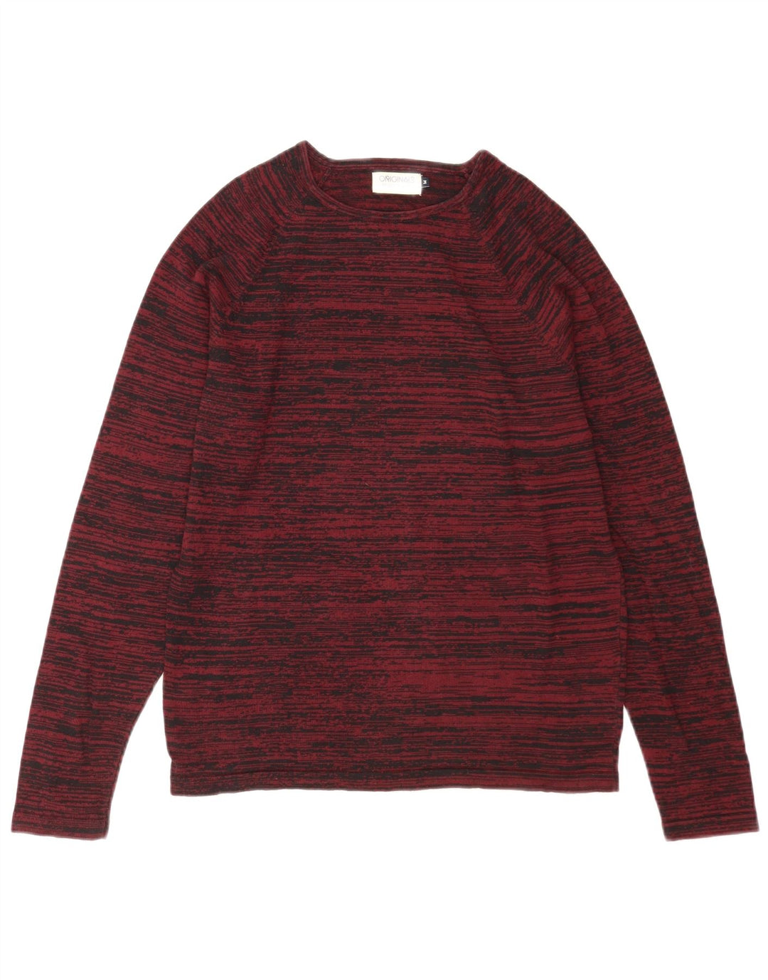 Jack & Jones Mens Crew Neck Jumper Sweater Medium Burgundy Striped