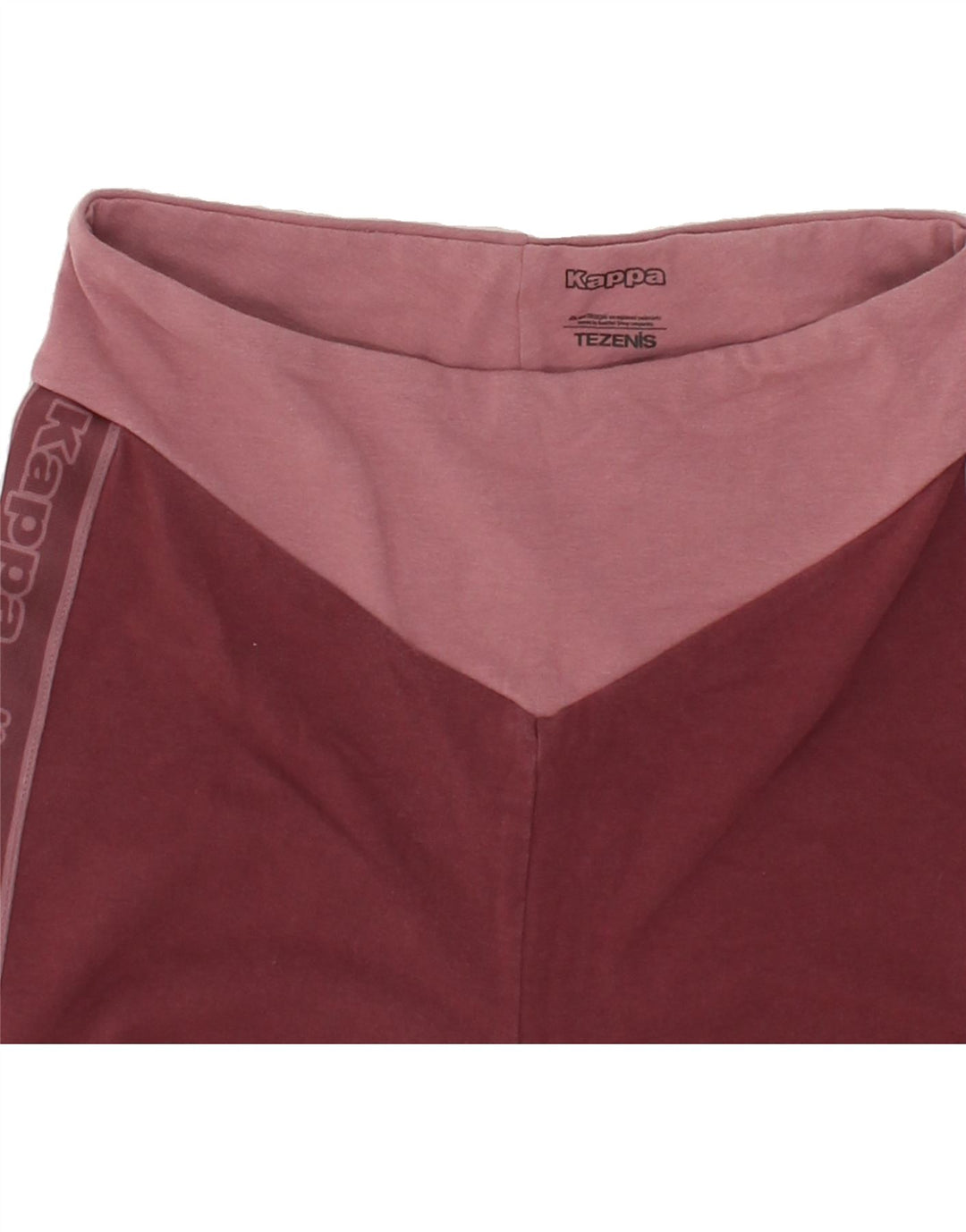 KAPPA Womens Graphic Leggings UK 12 Medium Maroon Colourblock Polyester Vintage Kappa and Second-Hand Kappa from Messina Hembry 