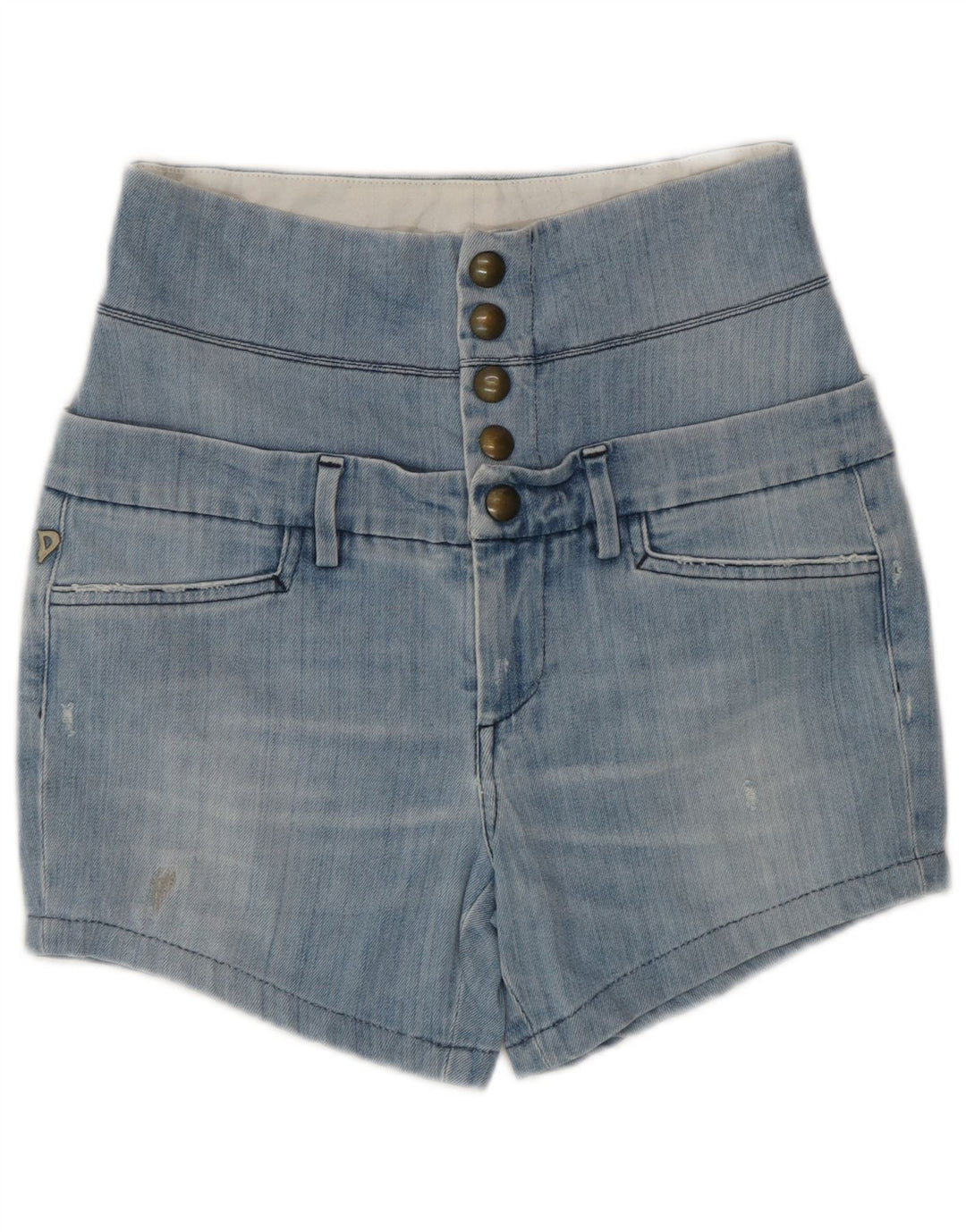 Dondup Womens Distressed High Waist Denim Shorts W28 Medium Blue