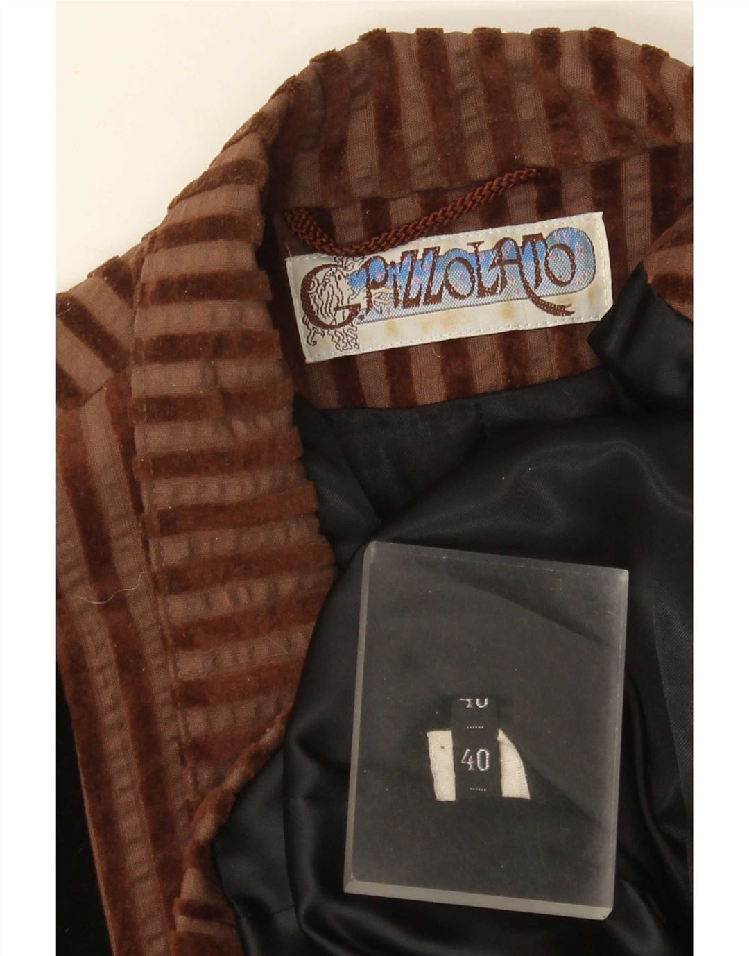 Vintage Womens 2 Button Oversized Blazer Jacket EU 40 Medium Brown Striped