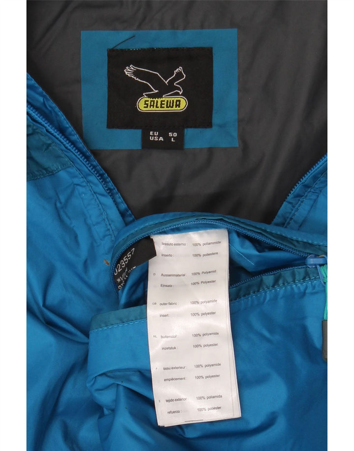 SALEWA Mens Hooded Rain Jacket EU 50 Large Blue Polyamide