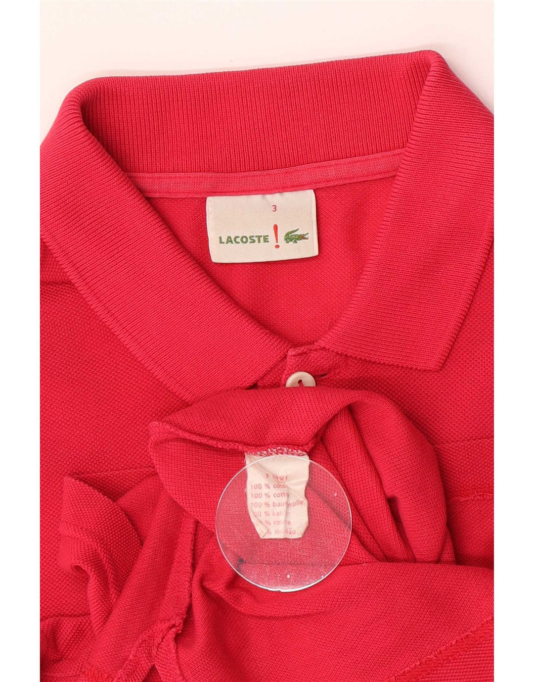 Lacoste Mens Polo Shirt Size 3 Small Pink Cotton