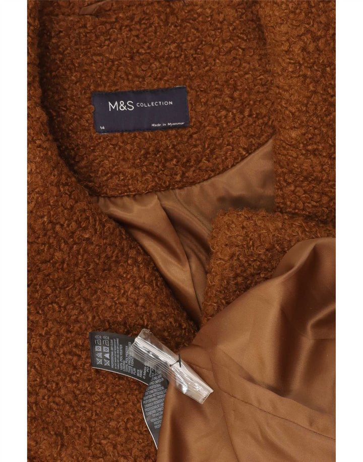 Marks & Spencer Womens Oversized Faux Fur Overcoat UK 14 Large Brown