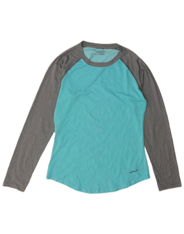 Patagonia Top da donna a maniche lunghe UK 10 Small Turchese Colourblock