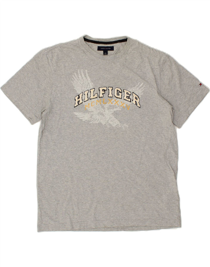 TOMMY HILFIGER Mens Graphic T-Shirt Top Medium Grey Cotton Vintage Tommy Hilfiger and Second-Hand Tommy Hilfiger from Messina Hembry 
