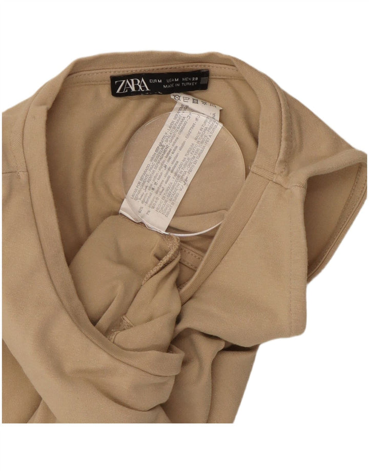 Top corto da donna ZARA UK 12 cotone beige medio