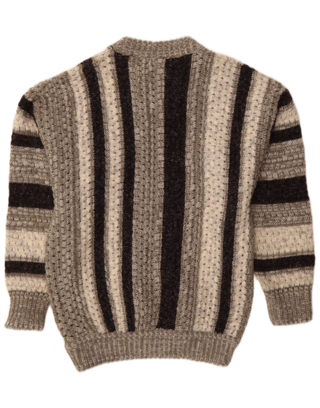 Ciao herre rund hals sweater mellem grå stribet akryl