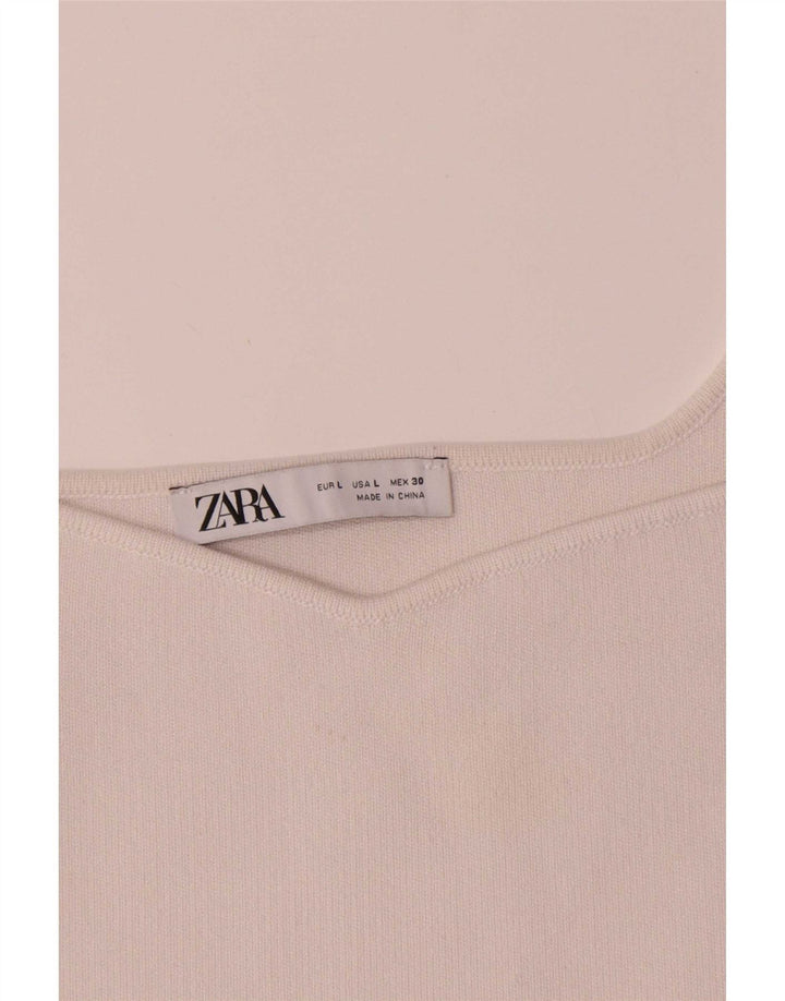 Zara női Crop Cami felső UK 14 nagy fehér poliészter