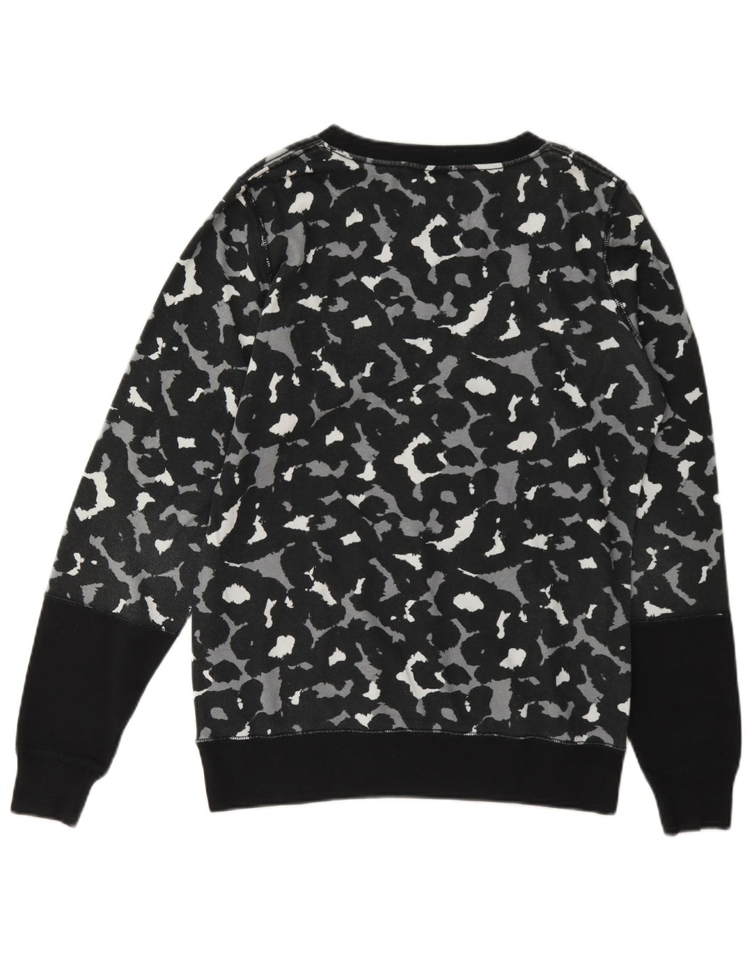 Nike Womens Sweatshirt Jumper UK 14 Medium Black Animal Print