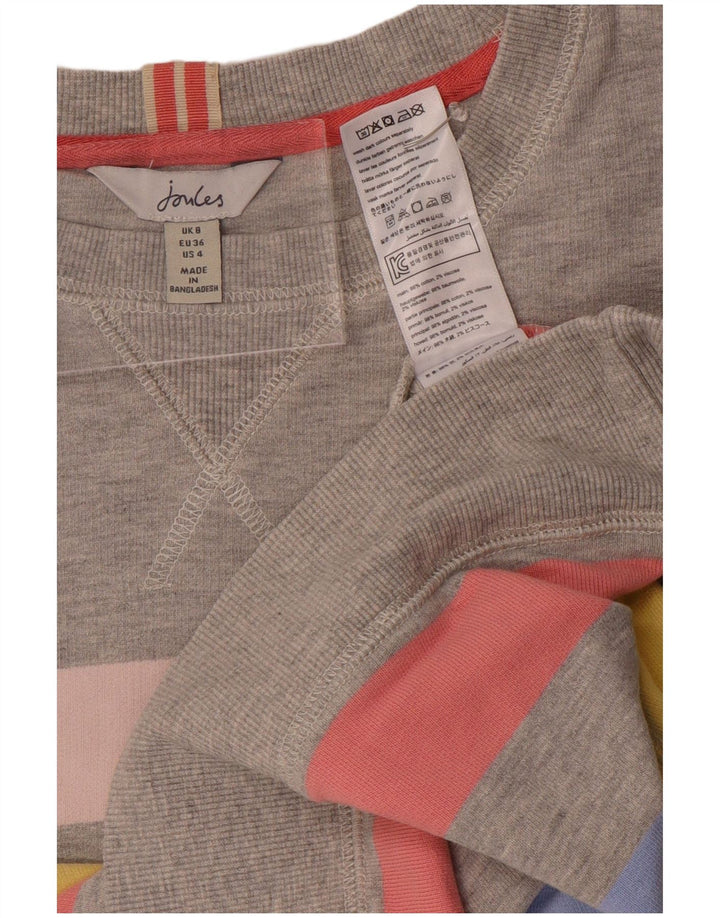 Joules Womens Oversized Sweatshirt Jumper UK 8 Small Grey Striped Cotton