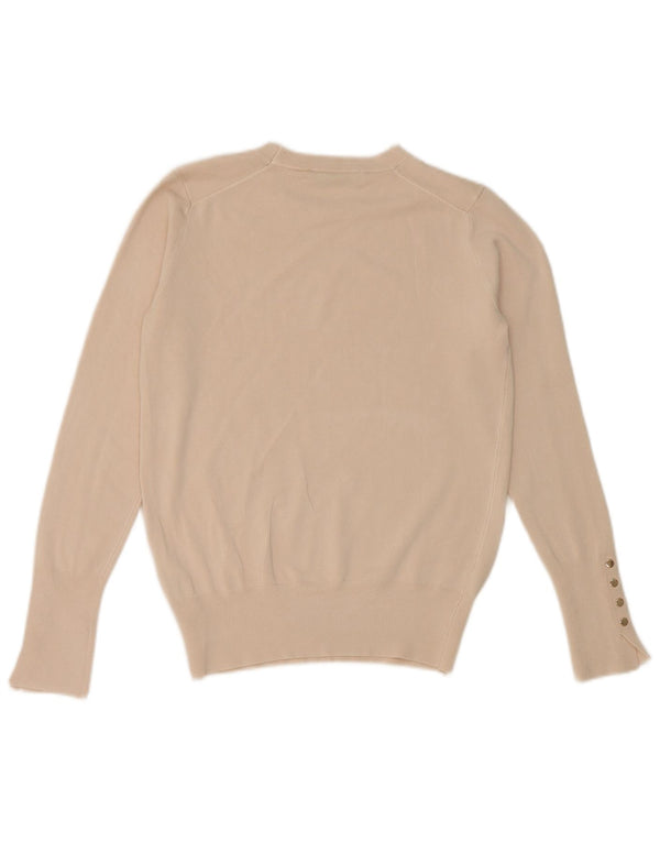 Zara Mens Crop Boat Neck Jumper Sweater UK 12 Medium Beige Viscose