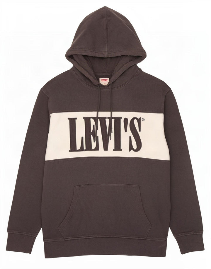 Maglione con cappuccio grafico da uomo Levi's in cotone color block grigio medio