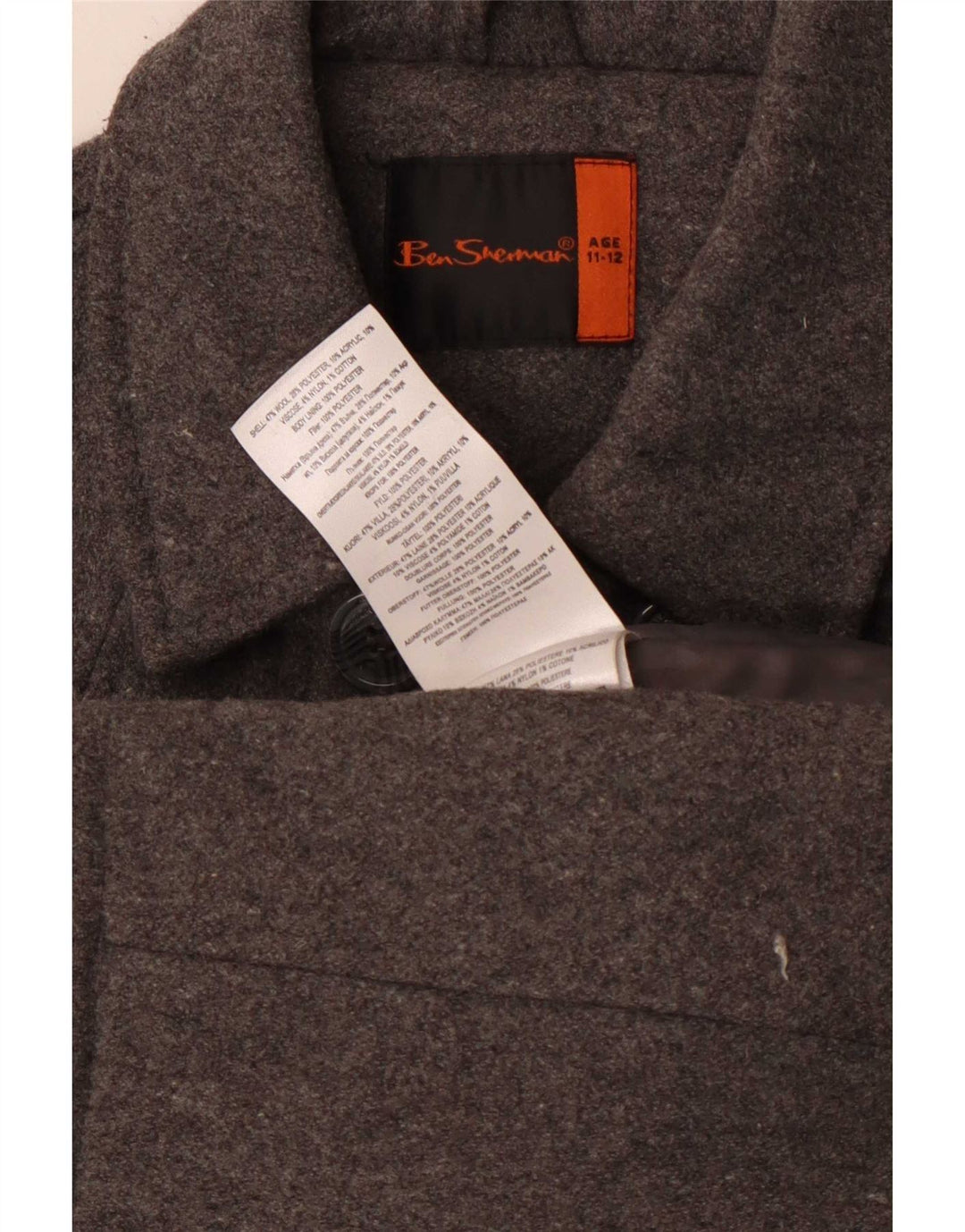 Ben Sherman Pea Coat für Jungen, 11–12 Jahre, graue Wolle