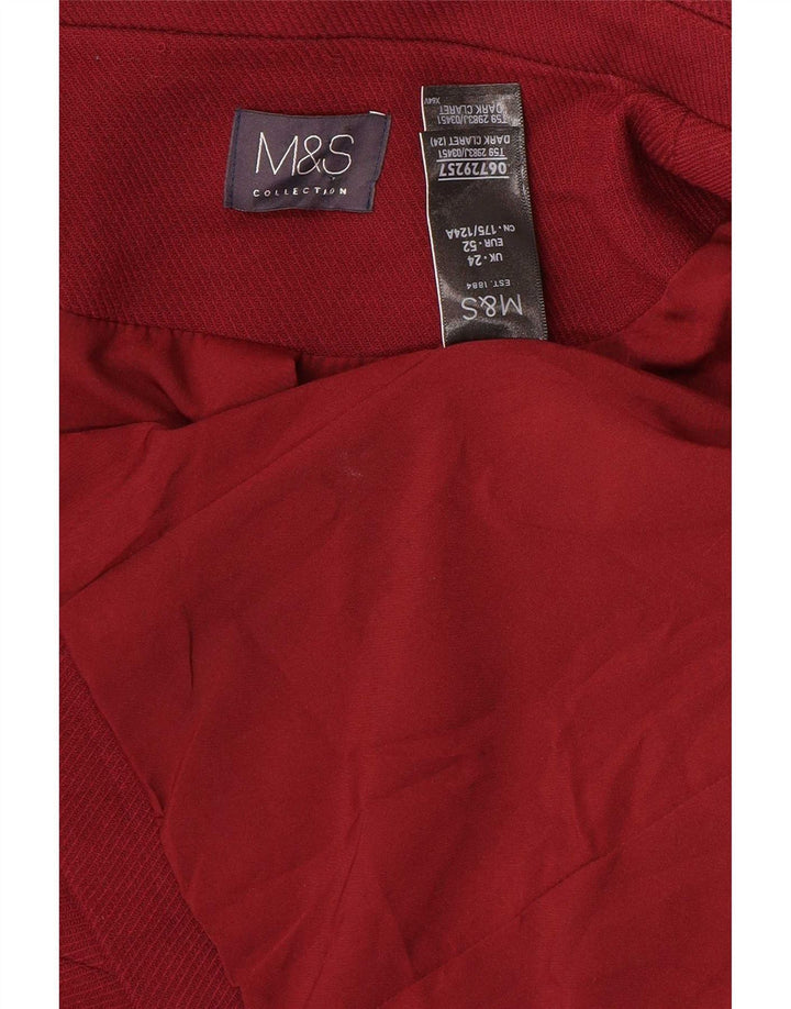 Marks & Spencer Womens 1 Button Blazer Jacket UK 24 4XL Burgundy Polyester