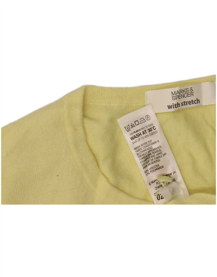 Marks & Spencer Pull Cardigan Femme UK 12 Viscose Jaune Moyen