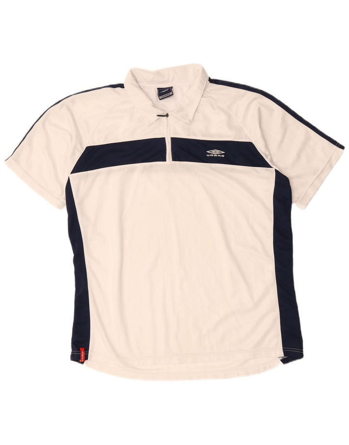 UMBRO Herren-Poloshirt XL, weißes Colourblock-Polyester